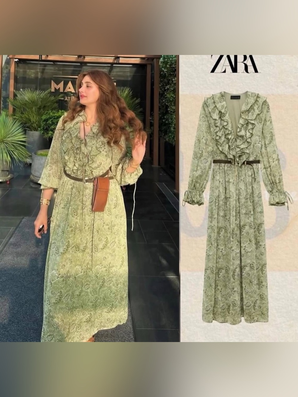 ZARA Floral Ruffle Maxi Dress